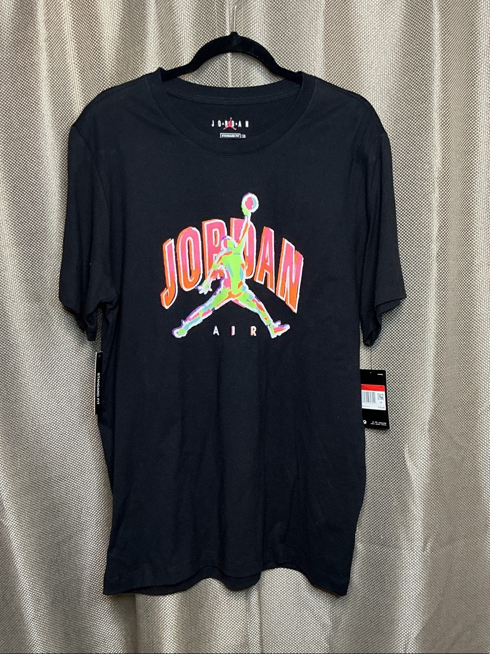 Jordan Black Short Sleeve Tee with Neon Jumpman Graphic